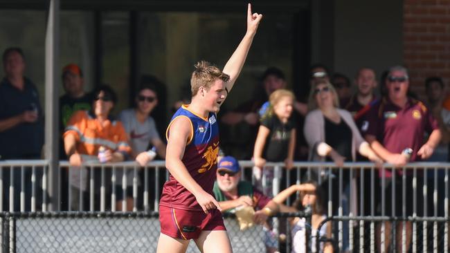 South Morang young gun Samuel Indian celebrates a goal. Picture: Nathan McNeill.