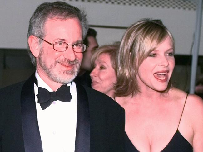 Steven Spielberg and actor wife Kate Capshaw a few years after adopting baby Mikaela. Picture: Supplied