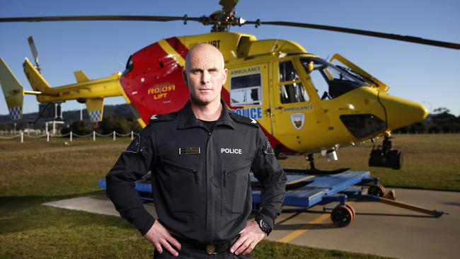 Westpac Rescue Helicopter Senior Constable Josh Peach. Picture: ZAK SIMMONDS