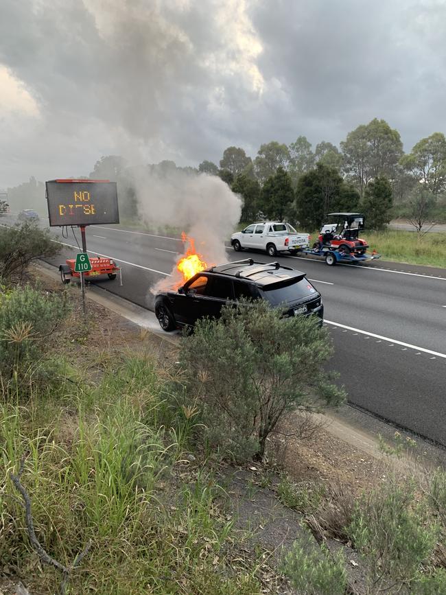 A burnt-out Hyundai Tuscon SUV