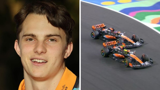 Oscar Piastri took it up up to Lando Norris.