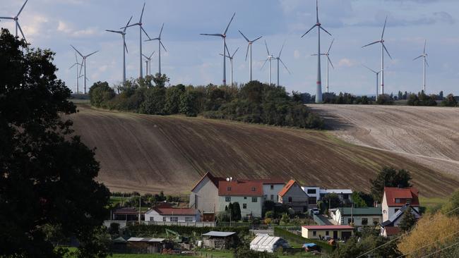 Wind turbines behind the hamlet of Schortau, Germany. Picture: Sean Gallup/Getty