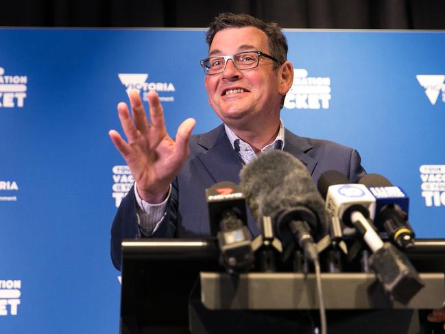 Premier Daniel Andrews announces freedoms will be returned in Victoria earlier than expected. Picture: Getty