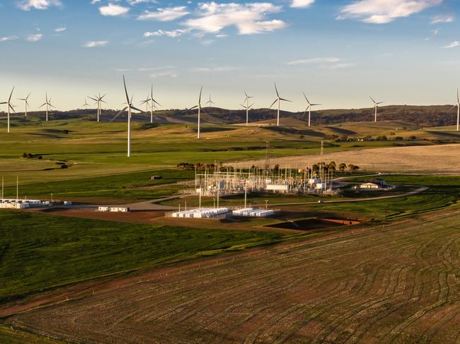 The Hornsdale ‘big battery’ and wind farm in South Australia. Picture: Neoen