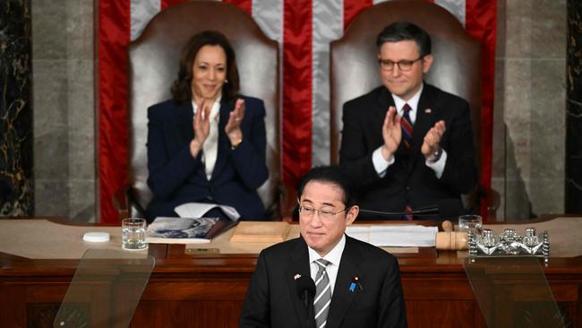 Japanese Prime Minister Fumio Kishida addresses a joint meeting of congress at the US Capitol in Washington, DC, in April. Picture: Mandel Ngan/AFP