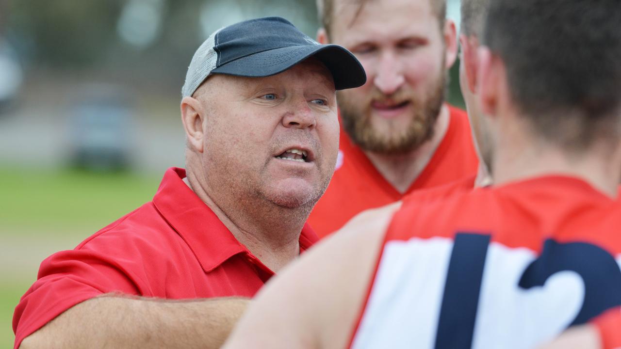 Southern Football League match between Christies Beach and Flagstaff Hill at Christies Beach, Saturday, August 17, 2019. Flagstaff Hill coach Darren Vanzetta. (Pic: AAP/Brenton Edwards)