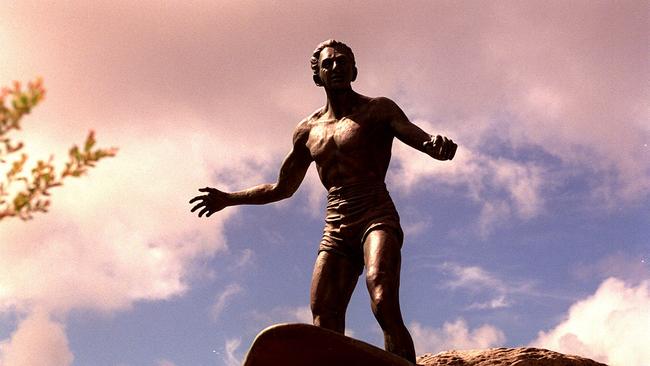 Statue of Duke Kahanamoku at Freshwater Beach in Sydney. Picture: Graham Hely