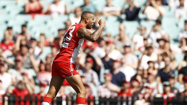 Lance Franklin booted three goals in his first game back. Picture: Getty Images