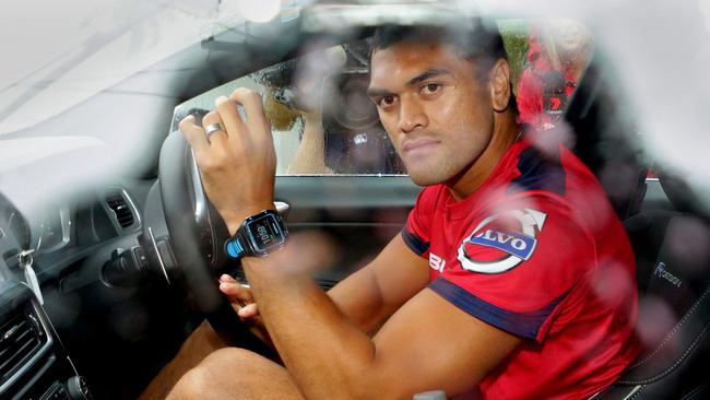 Karmichael Hunt who has been charged with cocaine supply arrives at his home. Pic Darren England