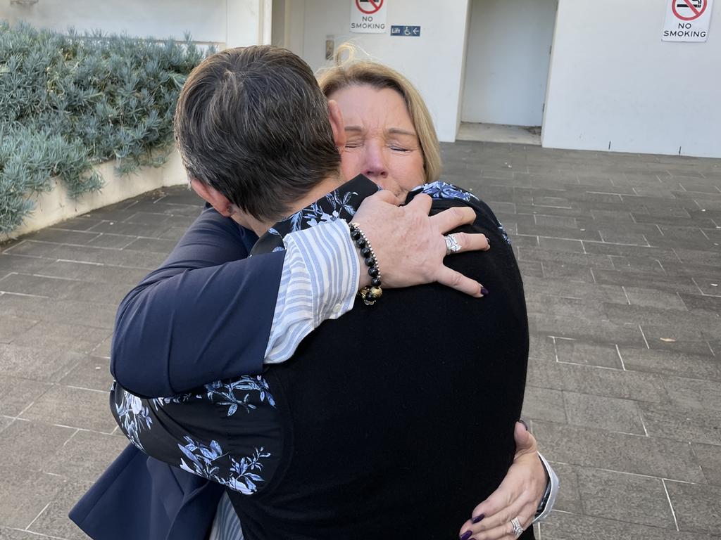 Libby’s mothers, Jules Harrison and Julie Ruge, after a jury found Jaskaran Singh guilty of causing her death. Picture: Dylan Arvela