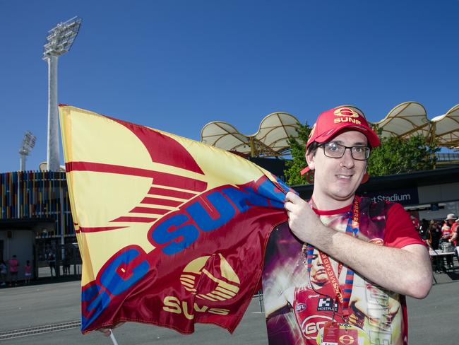 Connor Dixon before the Gold Coast Swans take on the Sydney Swans at People First Stadium, Carrara. Picture: Glen Campbell