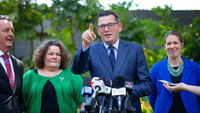 Then-Premier Daniel Andrews responding to the Mental Health Royal Commission’s interim report in 2019. Picture: Mark Stewart