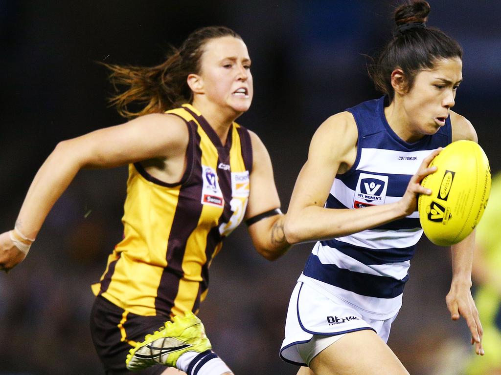 Jayde Van Dyk gives chase during the VFL grand final. Picture: Michael Dodge/AFL Media/Getty Images