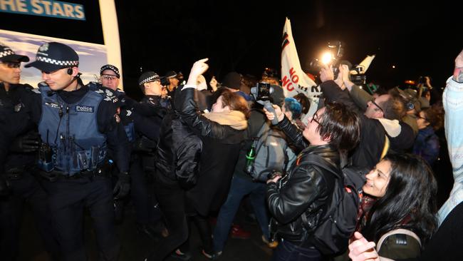 One man was arrested for assaulting a police officer. Picture: David Geraghty