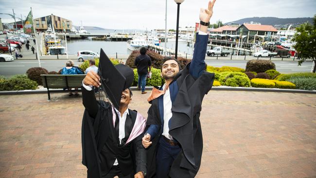 Hiren Maniya and Ruchit Khambhadiya. University of Tasmania Graduations. Federation Concert Hall, Hobart. Picture: RICHARD JUPE