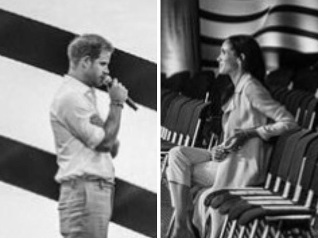 New pictures have revealed Prince Harry and Meghan Markle's sweet behind-the-scenes moments at the Invictus Games. Picture: Misan Harriman/Instagram