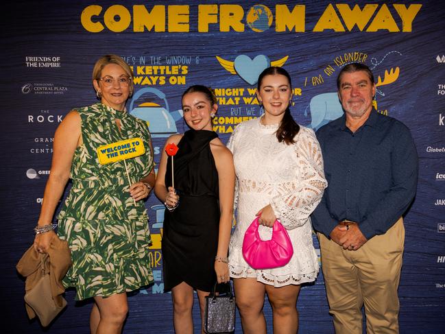 At the opening night function for The Empire's Come From Away are (from left) Crystal Powell, McKenzee Powell, Stevie Powell and Steve Powell at The Rock, Friday, March 14, 2025. Picture: Hey Media