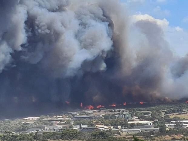 An out-of-control bushfire is burning near Port Lincoln, prompting an emergency warning. Picture: Mirelle Schiava