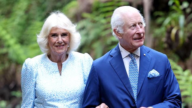 CANBERRA, AUSTRALIA - OCTOBER 21: Queen Camilla and King Charles III visit the Australian National Botanic Gardens on October 21, 2024 in Canberra, Australia. The King's visit to Australia is his first as monarch, and CHOGM in Samoa will be his first as Head of the Commonwealth. (Photo by Chris Jackson/Getty Images)