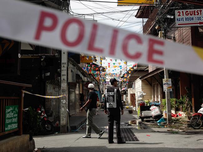 HUA HIN, THAILAND - AUGUST 12: Thai police officers stand at the site of an explosion on Friday, August 12, 2016 in Hua Hin, Thailand. A series of coordinated blasts across Southern Thailand including Hua Hin and Phuket killing at least four people and injured dozens over the last 24 hours. According to reports, no group has claimed the attacks but suspicion has fallen on separatist insurgents.ple' despite opposition from the temple authorities. (Photo by Dario Pignatelli/Getty Images)