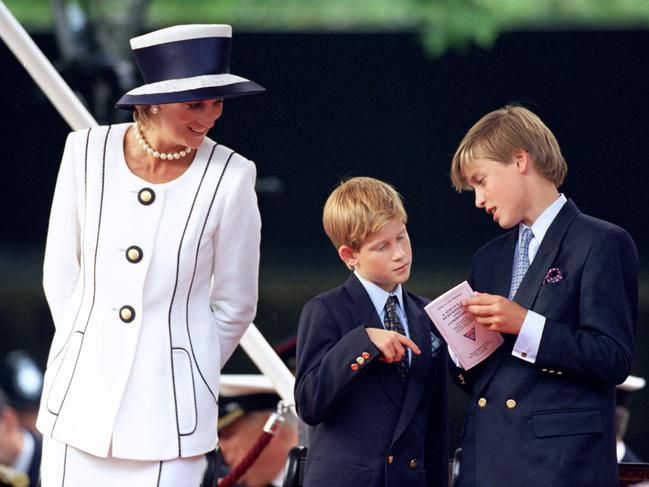 Princess Diana with sons Prince Harry and Prince William. Picture: Getty Images