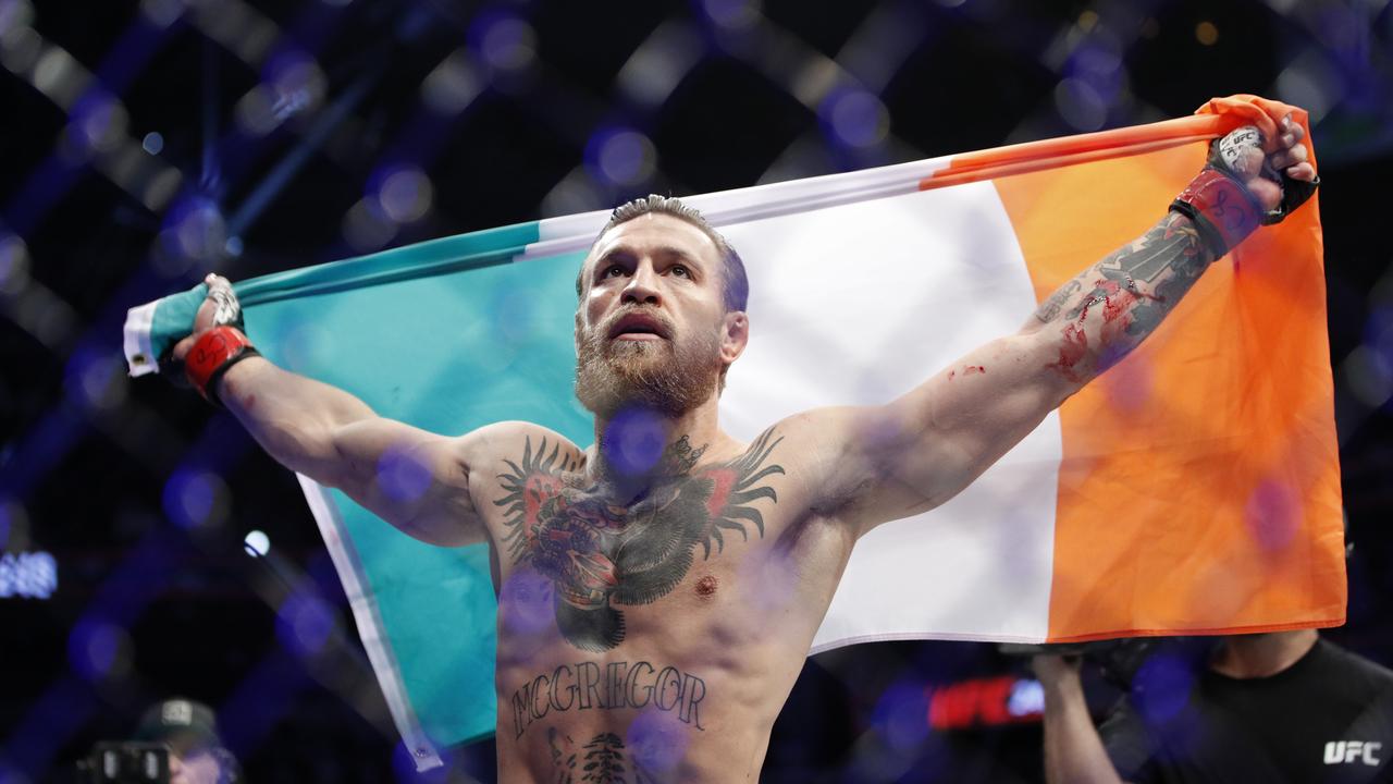 Conor McGregor celebrates after defeating Donald "Cowboy" Cerrone.