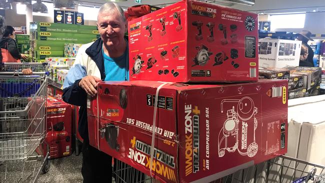 Colin Ford of Yeppoon lined up from 5.45am to get a compressor for his son and a drill for himself.