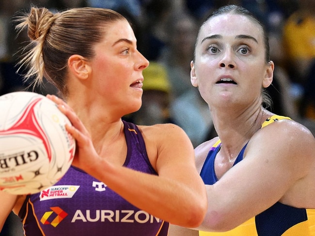 Firebirds' Lara Dunkley and Sunshine Coast Lightning rival Liz Watson.