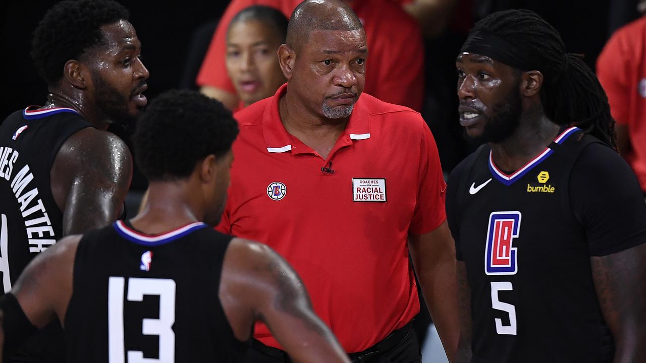 Paul George and Montrezl Harrell clashed during the second quarter.