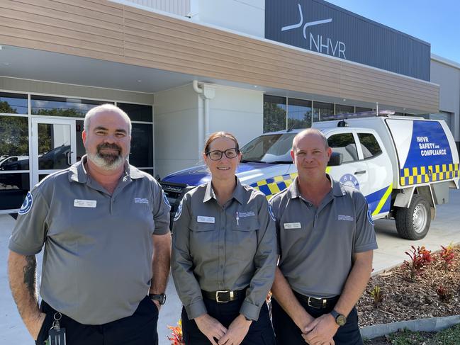 NHVR safety compliance officers Nicky McDowall and Brendan Ryan, and senior safety compliance officer Mick Farrow. Picture: Leighton Smith.