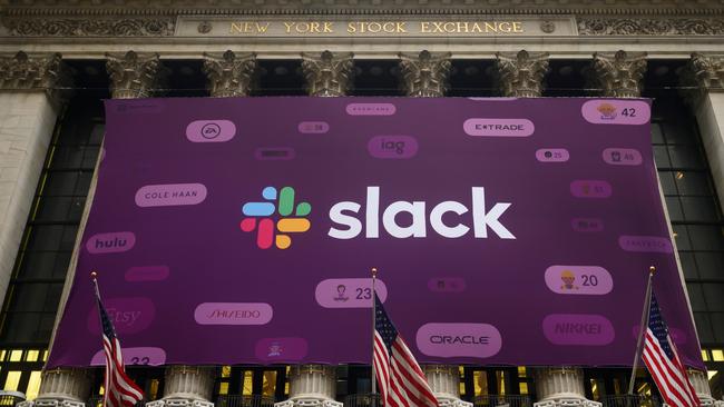 Slack Technologies produces software making it easier for people working remotely to work with other people. Photo by Johannes EISELE / AFP