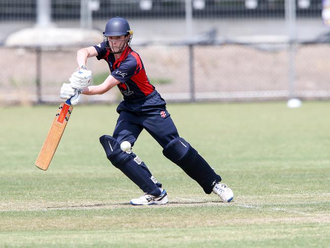 VSDCA Cricket: Spotswood v Malvern at McLean Reserve. Spotswood January 15. William Beattie of Malvern at bat. Picture : George Sal