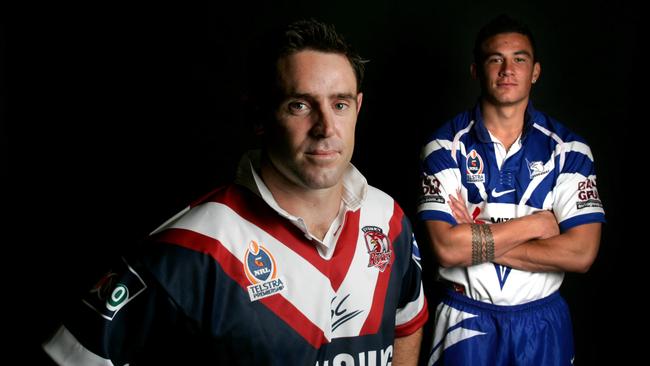 Brad Fittler and Sonny Bill Williams faced off in the 2004 NRL grand final, Fittler’s final NRL game. Picture: Phil Hillyard