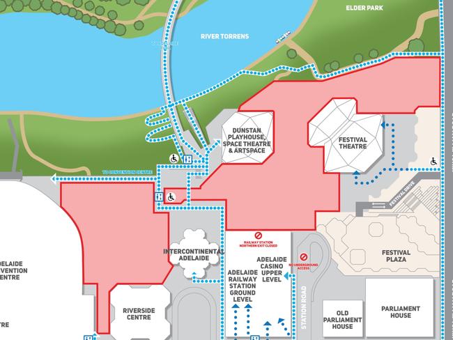 Pedestrian access during the Festival Plaza redevelopment.