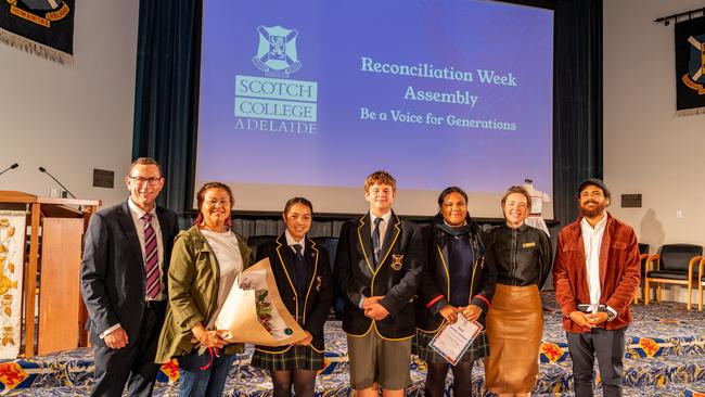 Cyril Rioli, on campus today for a very special Reconciliation Week Assembly at Scotch College, Adelaide Picture: Facebook