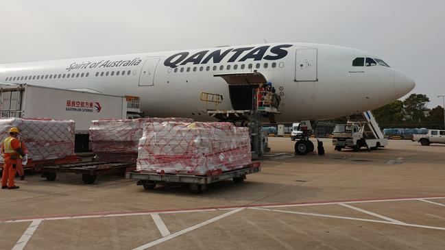 Qantas A330 passenger aircraft doing freight missions between Australia and Shanghai. Picture: Supplied