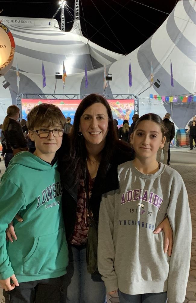 Gabby Medlow with her son, 14, and daughter, 12. Picture: Supplied