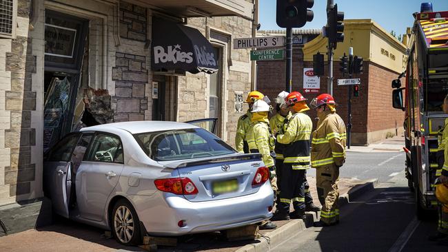 A car has gone into the front wall of the Southwark Hotel on Port Rd at Thebarton. Picture: AAP / Mike Burton