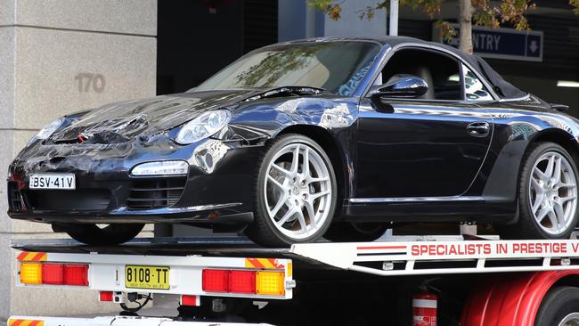 The expensive damage on the Porsche. Picture: John Grainger