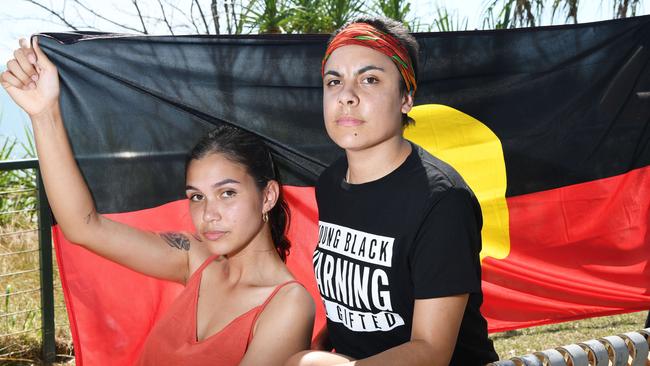 Organisers of the Black Lives Matter protest in Darwin this weekend, Sharna Alley, left, and Mililma May. Picture: Katrina Bridgeford