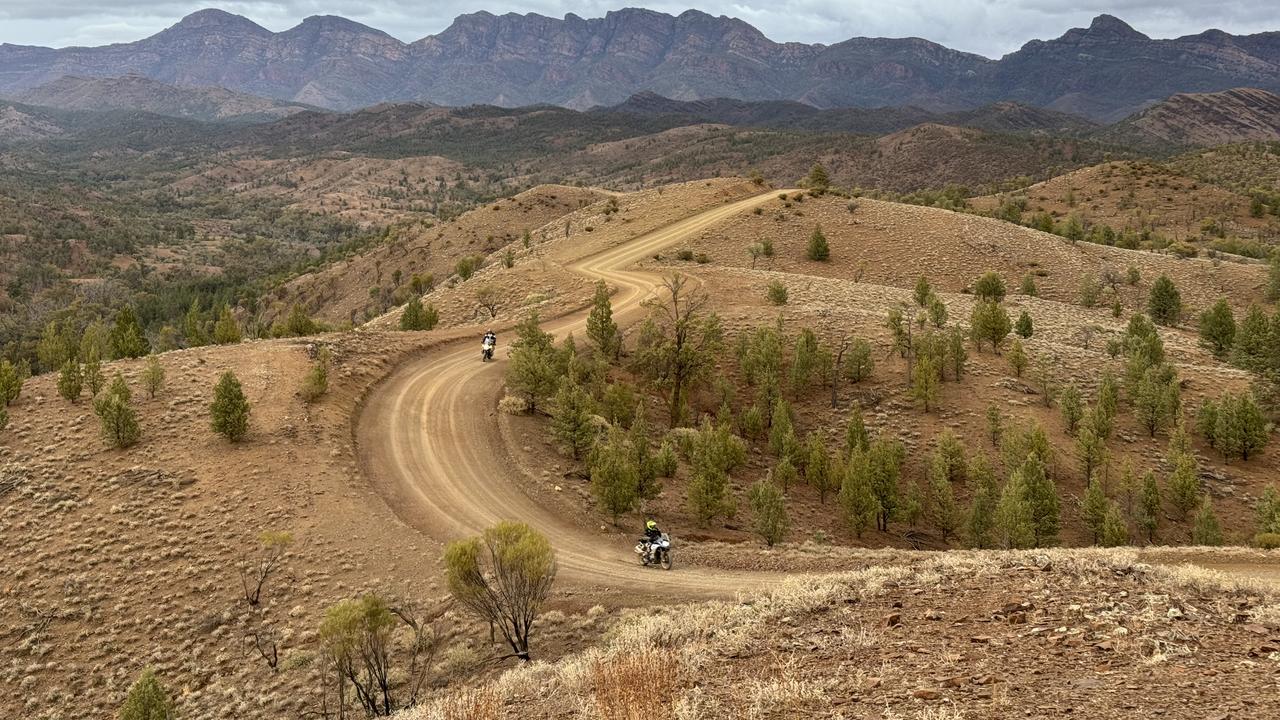 Ben Williams (front) on the bike before his crash in the Flinders Ranges.