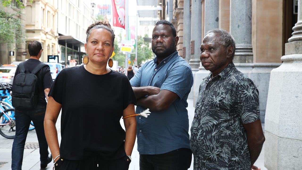 Tiwi islanders Antonia Burke, Simon Munkara and Pirrawayingi Puruntatameri. Picture: John Feder