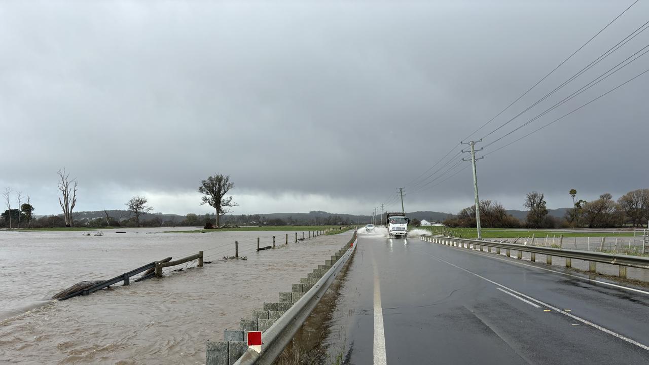 Mersey River at dangerous levels near Latrobe. Tasmania wild weather event September 2, 2024. Picture: Simon McGuire