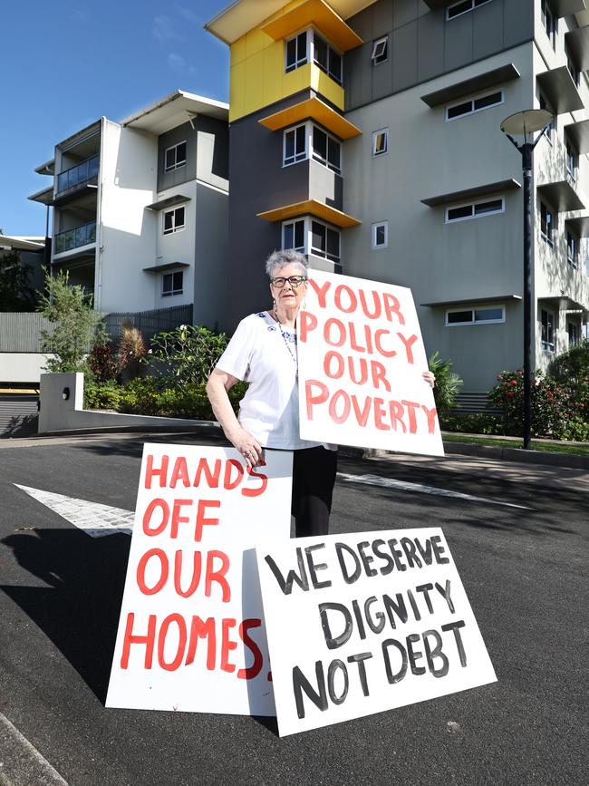 Retiree Kay Nyland is organising a protest at Cairns Regional Council Chambers on Wednesday, protesting the proposed change to the rates structure where retirement village residents will be hit with an 800 per cent increase in charges. Picture: Brendan Radke