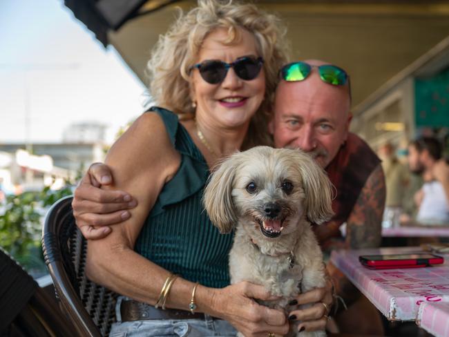 Deirdre Sorrell and Simon Rickard out and about with Poppet on Grafton Street on Friday morning. Picture Emily Barker.