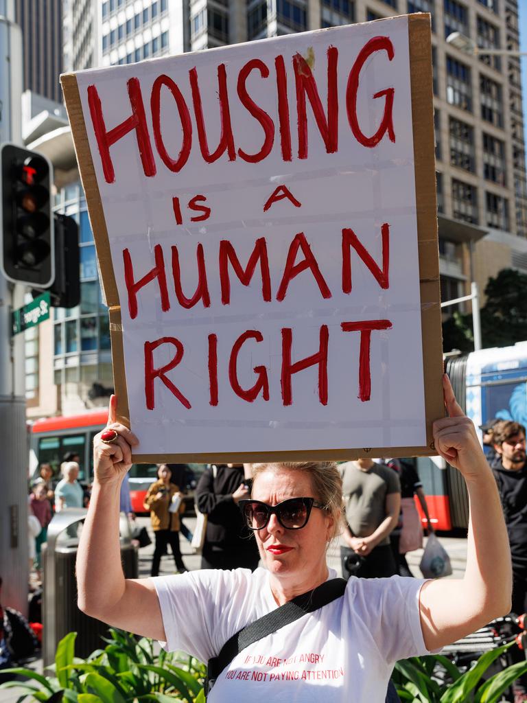 Ahead of the NSW state budget last year, Sydney residents took to the streets to demand action to fix the housing crisis. Picture: NCA NewsWire / David Swift