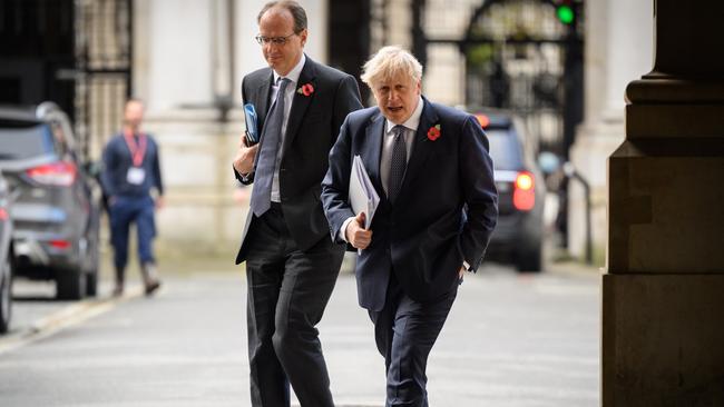 Boris Johnson (R) with Principal Private Secretary Martin Reynolds. Picture: Getty Images.