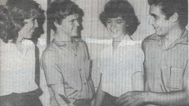 A clipping of a photo published when the Mackay State High School leaders were announced. From left are Lorraine McDonald (vice captain), Peter Cox (captain), Margaret Heggie (captain) and Greg Sutherland (vice captain). Picture: Contributed