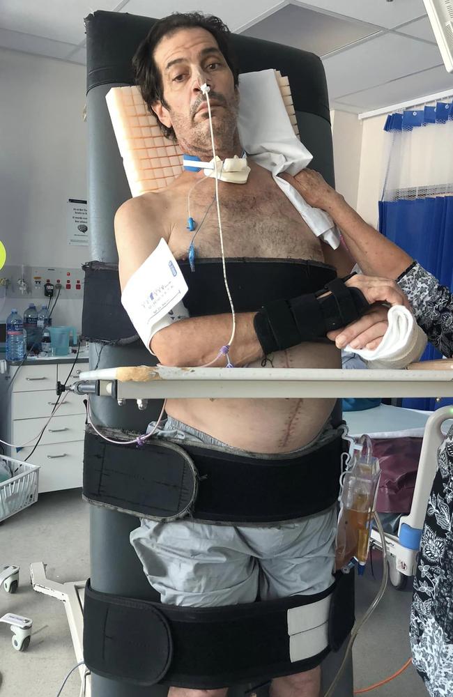 John Betteridge is unable to move most of his muscles and suffers from gas buildup after a tragic accident almost killed him. Picture: Contributed