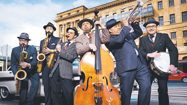 Rich Horn, Giovanni Clemente, Matthew Kaesler, Peter Caputo, Jason Mallia and Ben Adamson from Lucky Seven - who are performing at the Adelaide Casino on Saturday.